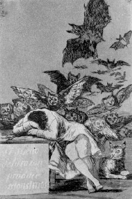 „Der Schlaf der Vernunft gebiert Ungeheuer“, Francisco de Goya, 1799.