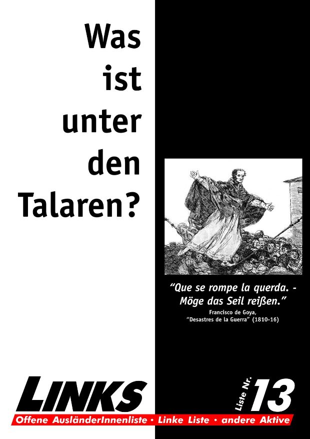 Titelseite (Was ist unter den Talaren? + Bild „Mge das Seil reien.“ von Goya)