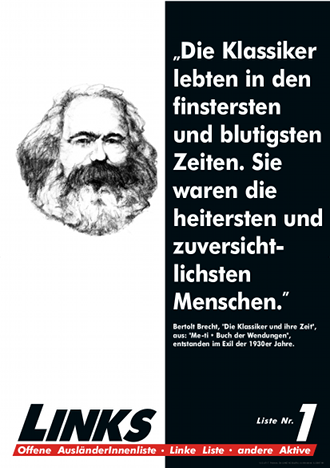 „Die Klassiker lebten in den finstersten und blutigsten Zeiten. Sie waren die heitersten und zuversichtlichsten Menschen.“ Bertolt Brecht, „Die Klassiker und ihre Zeit“, aus: „Me-ti – Buch der Wendungen“, entstanden im Exil der 1930er Jahre.